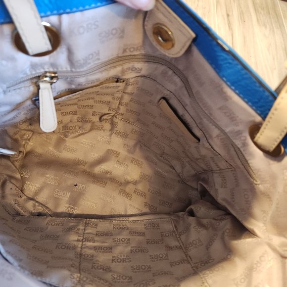 Michael Kors Blue Leather Shoulder Bag Purse - Picture 11 of 12